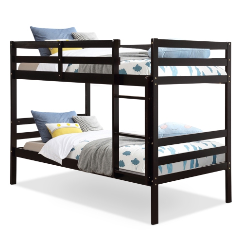 Costway Twin Over Wood Bunk Beds, Are Full Over Bunk Beds Safe