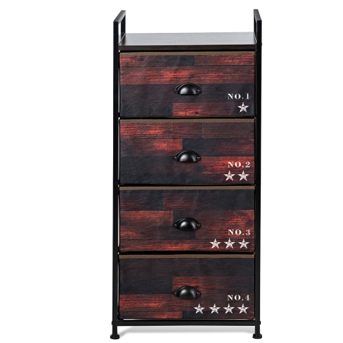 Costway 4 Drawer Fabric Dresser Storage Tower Nightstand Sturdy Steel Frame Closet