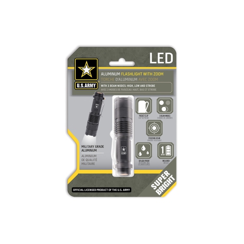 U.S. Army Military Grade Aluminum Flashlight with Zoom