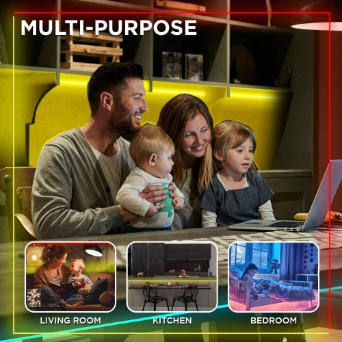 Trousse de bandes lumineuses DEL flexibles RF de 16,4 pi/5 m changement de couleur télécommandes bandes lumineuses DEL RVB 5050 - parfait pour les