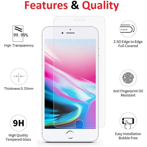 KEEGUARD Screen Protector for iPhone 8 Plus / 7 Plus / 6S Plus / 6 Plus [Case Friendly], Tempered Glass Film Cover