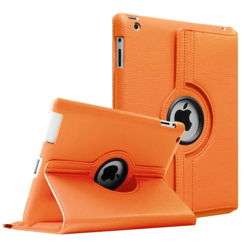 Orange 360 Rotating PU Leather Stand Case Smart Cover for iPad 5th Gen 9.7