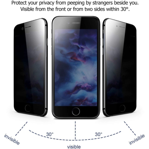 2 Pcs Privacy Screen Protector for Apple iPhone XR, Anti-Spy Screen Protector 3D Anti-Spy Tempered Glass Film (iPhone