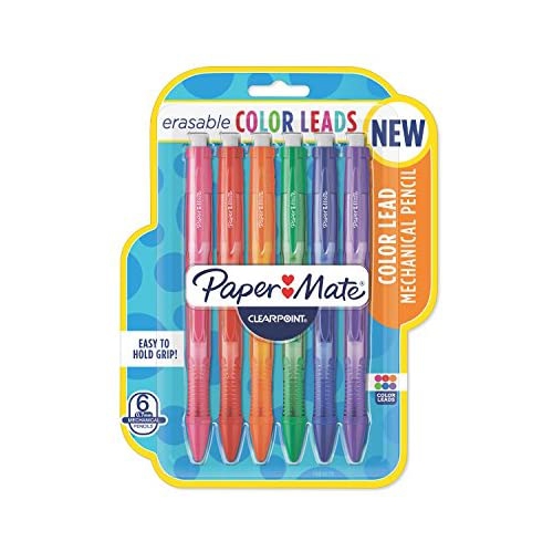 Paper Mate Clearpoint Color Lead Mechanical Pencils, 0.7mm, Assorted Colors, 6 Count