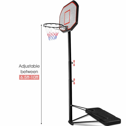 Costway 10ft 43'' Backboard In/outdoor Adjustable Height Basketball Hoop System