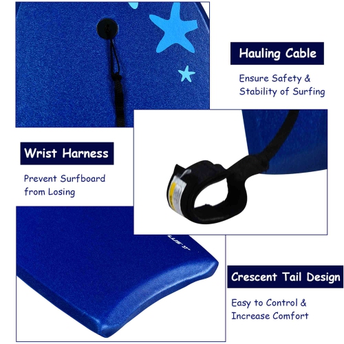 Goplus 37'' Lightweight Super Bodyboard Surfing W/Leash EPS Core Boarding IXPE Starfish