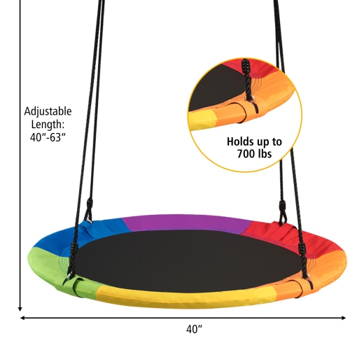 Balançoire Nid d'Oiseau Rond, Balançoire de Jardin en Tissu Oxford et PP, Ø 100 cm, Hauteur Réglable 100-160 CM, Charge Maximale : 150 kg, pour