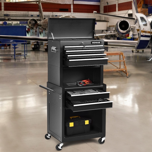 Costway High Capacity 6-Drawer Rolling Tool Chest Storage Cabinet Toolbox Combo w/ Riser