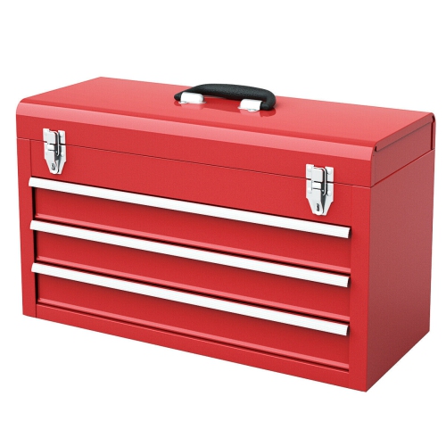 Costway Portable Tool Chest Box Storage Cabinet Garage Mechanic Organizer 3 Drawers Red