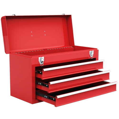 Costway Portable Tool Chest Box Storage Cabinet Garage Mechanic Organizer 3 Drawers Red