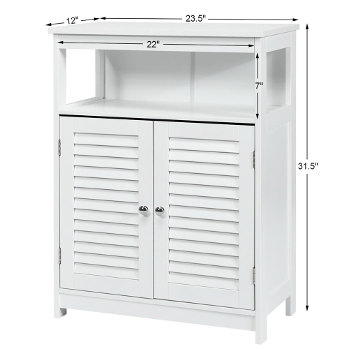 Costway Bathroom Storage Cabinet Wood Floor Cabinet w/Double Shutter Door
