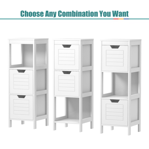 Costway Bathroom Wooden Floor Cabinet Multifunction Storage Rack Stand Organizer Bedroom