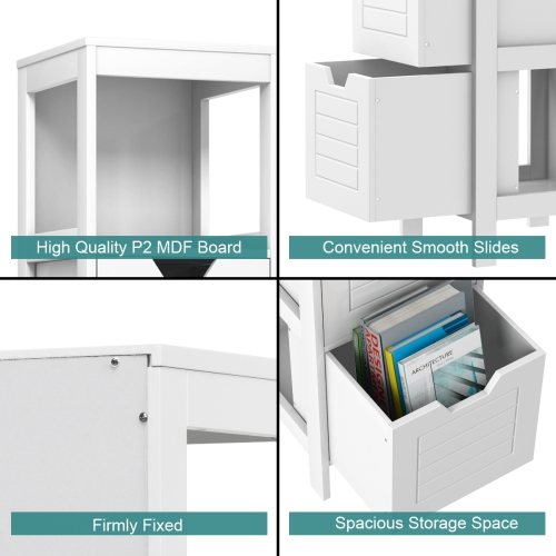 Costway Bathroom Wooden Floor Cabinet Multifunction Storage Rack Stand Organizer Bedroom