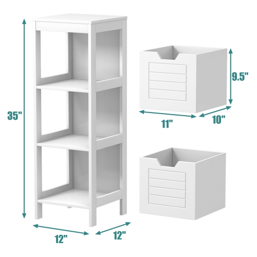 Costway Bathroom Wooden Floor Cabinet Multifunction Storage Rack Stand Organizer Bedroom