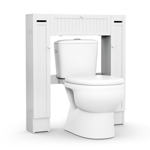 Costway Wooden Over The Toilet Storage Cabinet Drop Door Spacesaver Bathroom White