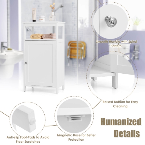 Costway Bathroom Wooden Floor Cabinet Multifunction Storage Rack Organizer Stand