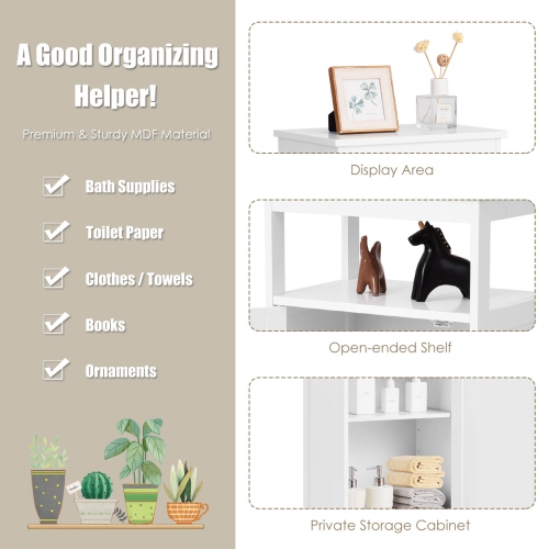 Costway Bathroom Wooden Floor Cabinet Multifunction Storage Rack Organizer Stand