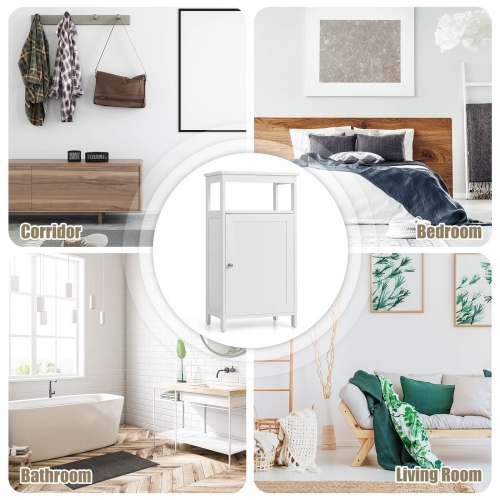 Costway Bathroom Wooden Floor Cabinet Multifunction Storage Rack Organizer Stand