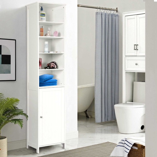 Costway 72''H Bathroom Tall Floor Storage Cabinet Free Standing Shelving Display White
