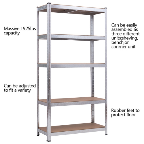 Costway 71'' Heavy Duty Storage Shelf Steel Metal Garage Rack 5 Level Adjustable Shelves