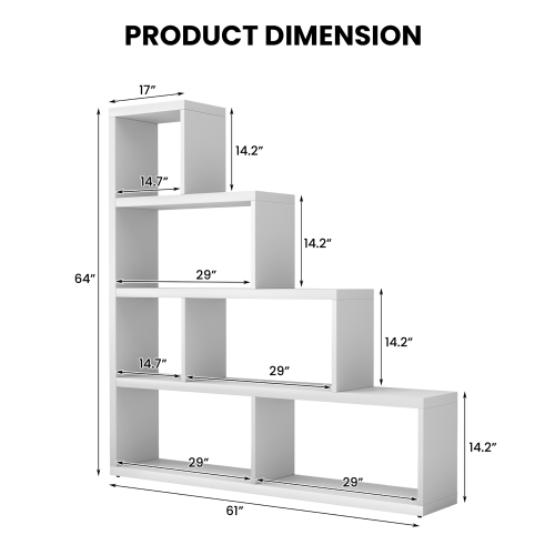 Costway 6 Cubes Ladder Shelf Freestanding Corner Bookshelf Storage Bookcase Display Rack