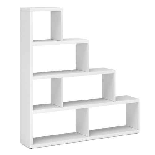 Costway 6 Cubes Ladder Shelf Freestanding Corner Bookshelf Storage Bookcase Display Rack