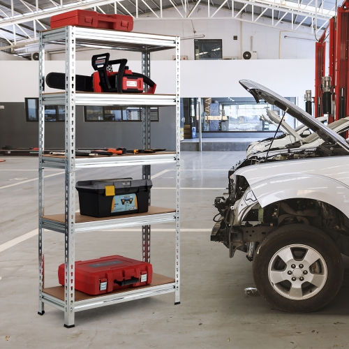 Costway 5-Tier Metal Storage Shelves 60'' Garage Rack W/Adjustable Shelves