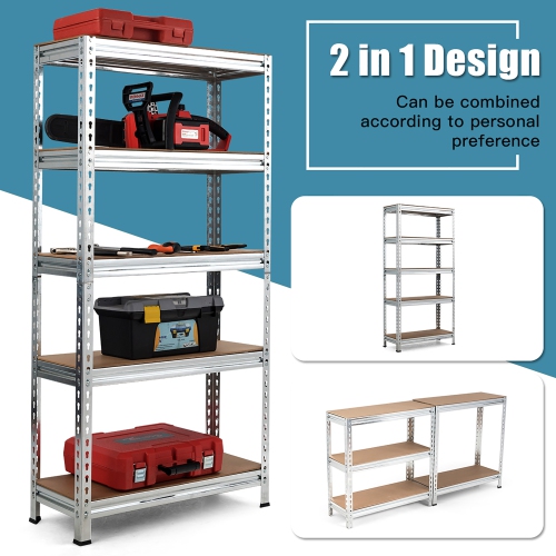 Costway 5-Tier Metal Storage Shelves 60'' Garage Rack W/Adjustable Shelves