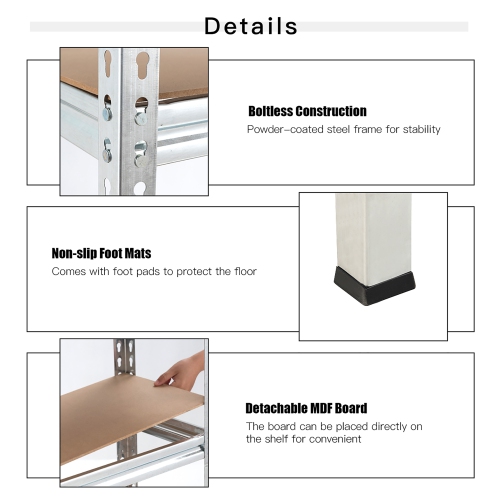 Costway 5-Tier Metal Storage Shelves 60'' Garage Rack W/Adjustable Shelves