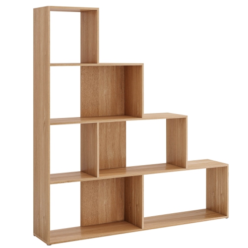 Costway 6 Cubes Ladder Shelf Freestanding Corner Bookshelf Storage Bookcase Display Rack