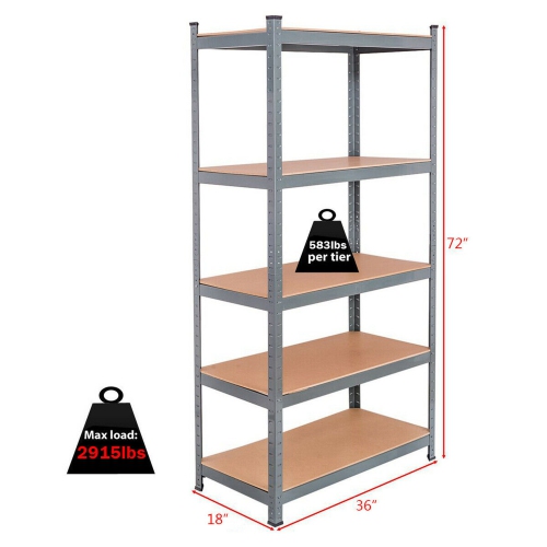 Costway Heavy Duty Steel 71'' 5 Level Garage Shelf Metal Storage Adjustable Shelves Unit