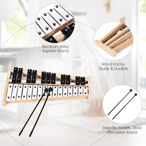 Costway 2730 Note Foldable Glockenspiel Xylophone Aluminum Music Instrument
