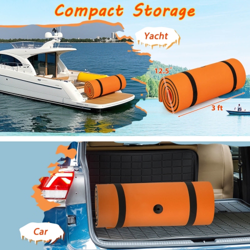 Tapis d’eau à l’épreuve des larmes à 3 couches Floating Pad Island Sports nautiques Relaxant Orange / Jaune
