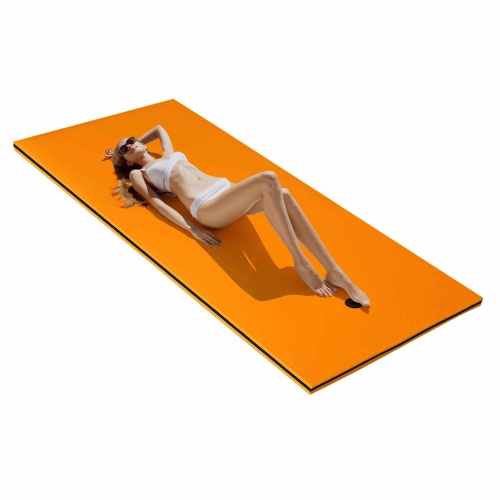 Tapis d’eau à l’épreuve des larmes à 3 couches Floating Pad Island Sports nautiques Relaxant Orange / Jaune