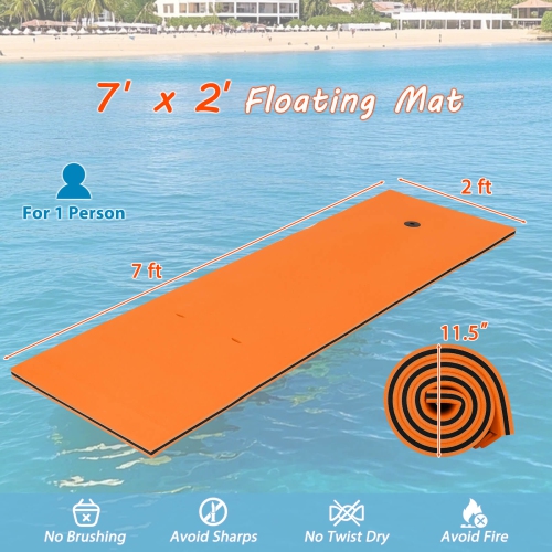 Costway 3-Layer Tear-Resistant Foam Floating Pad Island Water Sports Relaxing