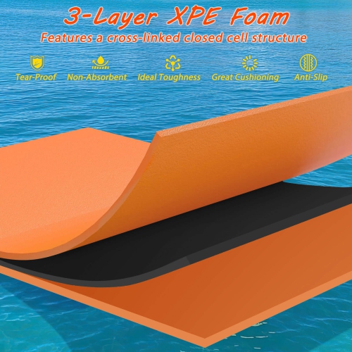 Costway 3-Layer Tear-Resistant Foam Floating Pad Island Water Sports Relaxing