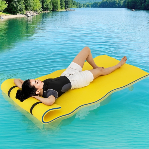 Costway 3-Layer Tear-proof Water Mat Floating Pad Island Water Sports Relaxing