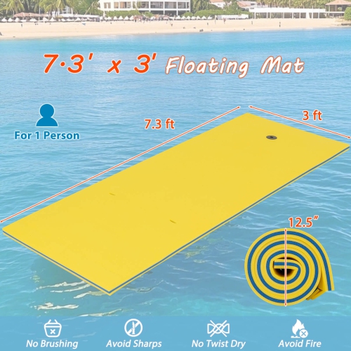 Costway 3-Layer Tear-proof Water Mat Floating Pad Island Water Sports Relaxing