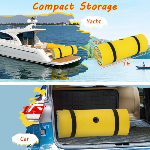 Costway 3-Layer Tear-proof Water Mat Floating Pad Island Water Sports Relaxing