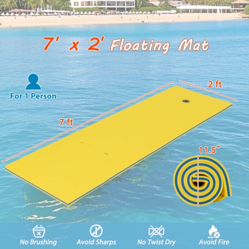 Costway 3-Layer Tear-Resistant Foam Floating Pad Island Water Sports Relaxing