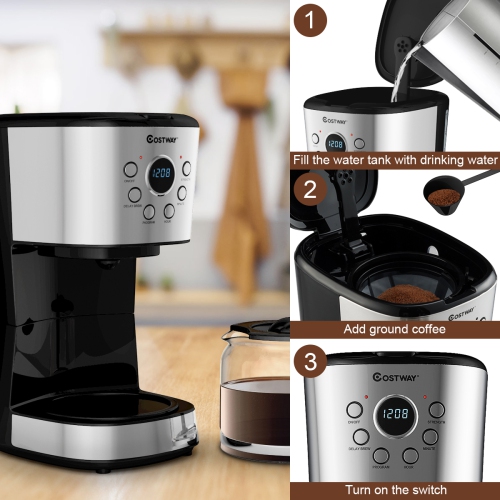 Costway 12-Cup Programmable Coffee 