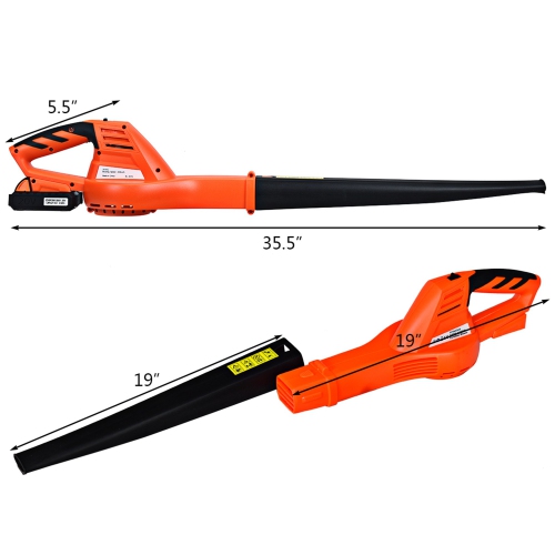 Costway 20V 2.0Ah Cordless Leaf Blower Sweeper 130 MPH Blower Battery & Charger Included