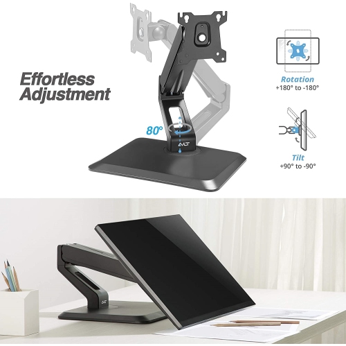 Uplite Ergonomic Free Standing Touch Screen Monitor Stand Fully Adjustable Gas Spring Desk Mount with base for 1 Screen up to 32 inches