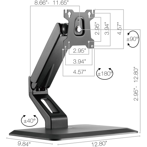 Uplite Ergonomic Free Standing Touch Screen Monitor Stand Fully Adjustable Gas Spring Desk Mount with base for 1 Screen up to 32 inches