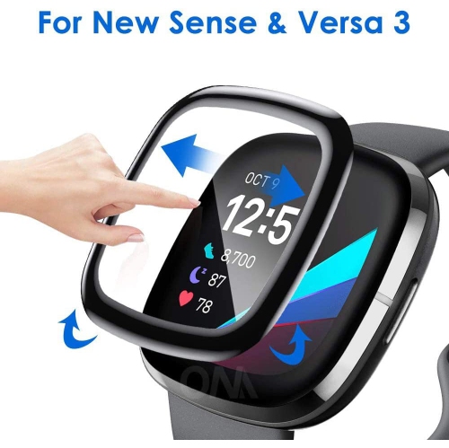 navor 4-Pack Screen Protector for Fitbit Sense/Versa 3 Full Coverage Anti-Scratch & Shatterproof Protective Glass Flexible PMMA Soft e HD Clear Ultra