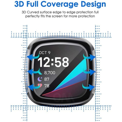 navor 4-Pack Screen Protector for Fitbit Sense/Versa 3 Full Coverage Anti-Scratch & Shatterproof Protective Glass Flexible PMMA Soft e HD Clear Ultra