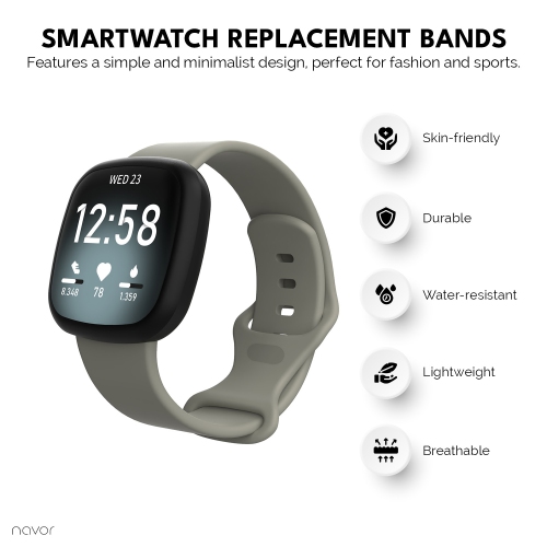 Paquet de 3 bracelets de rechange navor compatibles avec les modèles Versa 3/Sense de Fitbit, Soft TPU Sport de rechange pour accessoires de montre