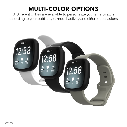 Paquet de 3 bracelets de rechange navor compatibles avec les modèles Versa 3/Sense de Fitbit, Soft TPU Sport de rechange pour accessoires de montre