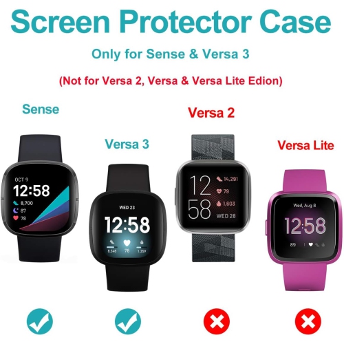 3-Pack Screen Protector Case Compatible with Fitbit Sense/Versa 3, Plated Soft TPU Full Coverage Anti-Scratch Screen Protective Cover Bumper Case