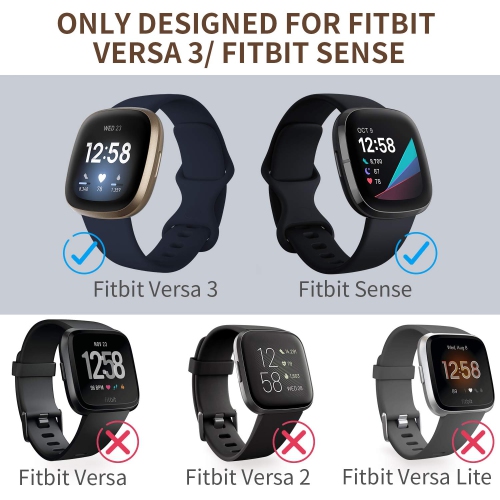 poshei 3 Pack Bands Compatible with Fitbit Versa 3 / Sense for Women and Men,Soft Silicone Sports Bands Replacement Wristban